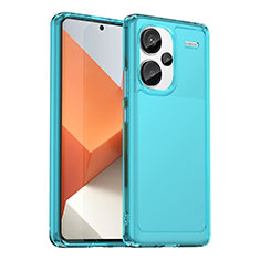 Silicone Transparent Frame Case Cover J02S for Xiaomi Redmi Note 13 Pro+ Plus 5G Blue