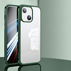 Silicone Transparent Frame Case Cover LD1 for Apple iPhone 14 Green