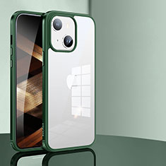 Silicone Transparent Frame Case Cover LD1 for Apple iPhone 15 Green