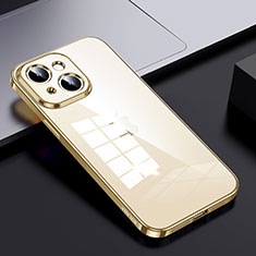 Silicone Transparent Frame Case Cover LD2 for Apple iPhone 14 Gold