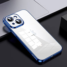 Silicone Transparent Frame Case Cover LD2 for Apple iPhone 15 Blue