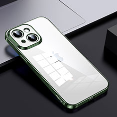 Silicone Transparent Frame Case Cover LD2 for Apple iPhone 15 Plus Green