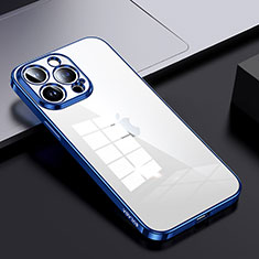 Silicone Transparent Frame Case Cover LD2 for Apple iPhone 15 Pro Blue