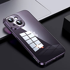 Silicone Transparent Frame Case Cover LD2 for Apple iPhone 15 Purple