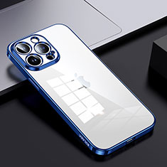 Silicone Transparent Frame Case Cover LD2 for Apple iPhone 16 Pro Max Blue