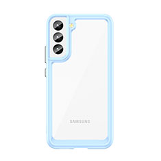 Silicone Transparent Frame Case Cover M03 for Samsung Galaxy S21 Plus 5G Blue