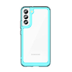 Silicone Transparent Frame Case Cover M03 for Samsung Galaxy S21 Plus 5G Cyan