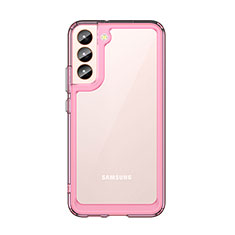 Silicone Transparent Frame Case Cover M03 for Samsung Galaxy S21 Plus 5G Rose Gold