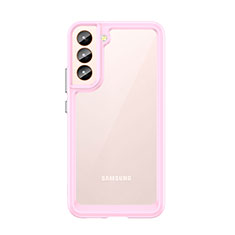 Silicone Transparent Frame Case Cover M03 for Samsung Galaxy S23 Plus 5G Pink