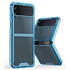 Silicone Transparent Frame Case Cover P01 for Samsung Galaxy Z Flip3 5G Blue