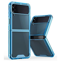 Silicone Transparent Frame Case Cover P01 for Samsung Galaxy Z Flip4 5G Blue