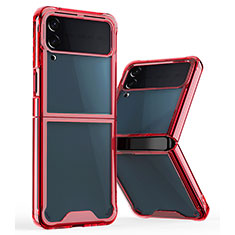 Silicone Transparent Frame Case Cover P01 for Samsung Galaxy Z Flip4 5G Red