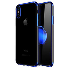 Silicone Transparent Matte Finish Frame Case for Apple iPhone Xs Blue