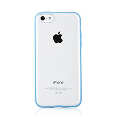 Silicone Transparent Matte Finish Frame Case T01 for Apple iPhone 5C Sky Blue
