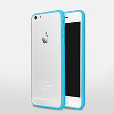 Silicone Transparent Matte Finish Frame Cover for Apple iPhone 6 Plus Blue