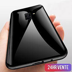 Silicone Transparent Mirror Frame Case 360 Degrees T03 for Samsung Galaxy A6 Plus (2018) Black