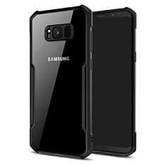 Silicone Transparent Mirror Frame Case 360 Degrees T03 for Samsung Galaxy S8 Plus Black