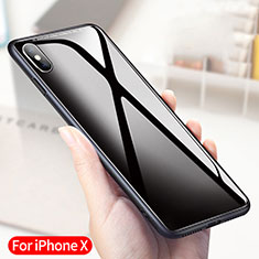 Silicone Transparent Mirror Frame Case 360 Degrees T04 for Apple iPhone Xs Black