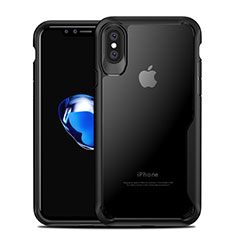 Silicone Transparent Mirror Frame Case 360 Degrees T10 for Apple iPhone Xs Black