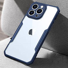 Silicone Transparent Mirror Frame Case Cover for Apple iPhone 16 Pro Blue