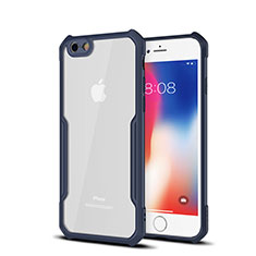 Silicone Transparent Mirror Frame Case Cover for Apple iPhone 6 Plus Blue