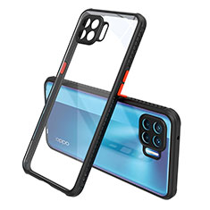 Silicone Transparent Mirror Frame Case Cover for Oppo F17 Pro Black