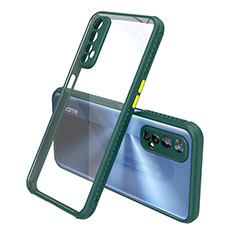 Silicone Transparent Mirror Frame Case Cover for Realme 7 Midnight Green