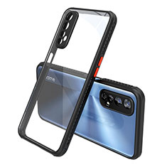 Silicone Transparent Mirror Frame Case Cover for Realme Narzo 30 4G Black