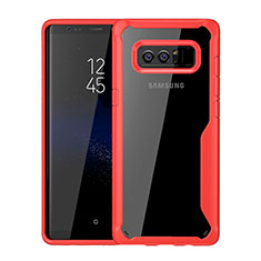 Silicone Transparent Mirror Frame Case Cover for Samsung Galaxy Note 8 Duos N950F Red