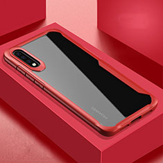 Silicone Transparent Mirror Frame Case Cover H01 for Huawei P20 Pro Red