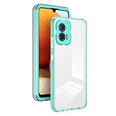 Silicone Transparent Mirror Frame Case Cover H01P for Motorola Moto G53j 5G Green