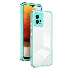 Silicone Transparent Mirror Frame Case Cover H01P for Motorola Moto G72 Green