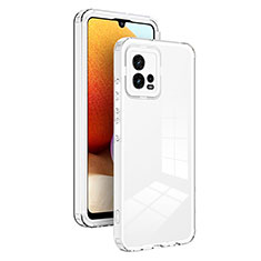 Silicone Transparent Mirror Frame Case Cover H01P for Motorola Moto G72 White