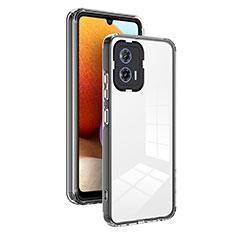 Silicone Transparent Mirror Frame Case Cover H01P for Motorola Moto G73 5G Black
