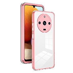 Silicone Transparent Mirror Frame Case Cover H01P for Realme 11 Pro 5G Rose Gold