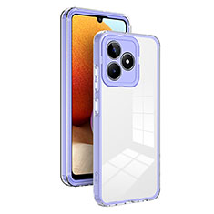 Silicone Transparent Mirror Frame Case Cover H01P for Realme C67 Purple