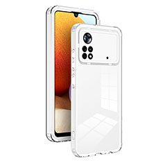 Silicone Transparent Mirror Frame Case Cover H01P for Xiaomi Poco X4 Pro 5G White