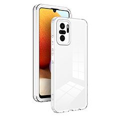 Silicone Transparent Mirror Frame Case Cover H01P for Xiaomi Redmi Note 10S 4G White