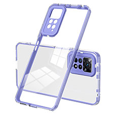 Silicone Transparent Mirror Frame Case Cover H01P for Xiaomi Redmi Note 11 4G (2022) Purple