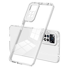 Silicone Transparent Mirror Frame Case Cover H01P for Xiaomi Redmi Note 11 Pro 4G White