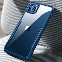 Silicone Transparent Mirror Frame Case Cover H03 for Apple iPhone 12 Pro Blue