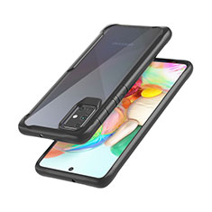 Silicone Transparent Mirror Frame Case Cover M02 for Samsung Galaxy A71 5G Black