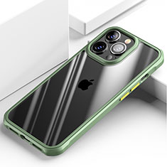 Silicone Transparent Mirror Frame Case Cover M03 for Apple iPhone 13 Pro Green