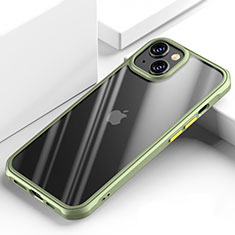 Silicone Transparent Mirror Frame Case Cover M03 for Apple iPhone 14 Green