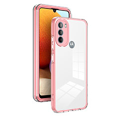 Silicone Transparent Mirror Frame Case Cover MQ1 for Motorola Moto G41 Rose Gold