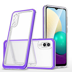 Silicone Transparent Mirror Frame Case Cover MQ1 for Samsung Galaxy A02 Purple
