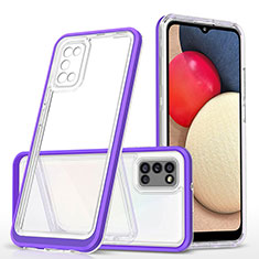 Silicone Transparent Mirror Frame Case Cover MQ1 for Samsung Galaxy A02s Purple