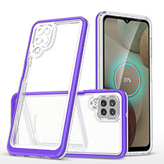 Silicone Transparent Mirror Frame Case Cover MQ1 for Samsung Galaxy A12 5G Purple