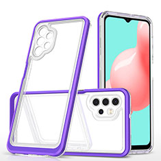 Silicone Transparent Mirror Frame Case Cover MQ1 for Samsung Galaxy A32 4G Purple