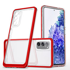 Silicone Transparent Mirror Frame Case Cover MQ1 for Samsung Galaxy S20 FE 4G Red
